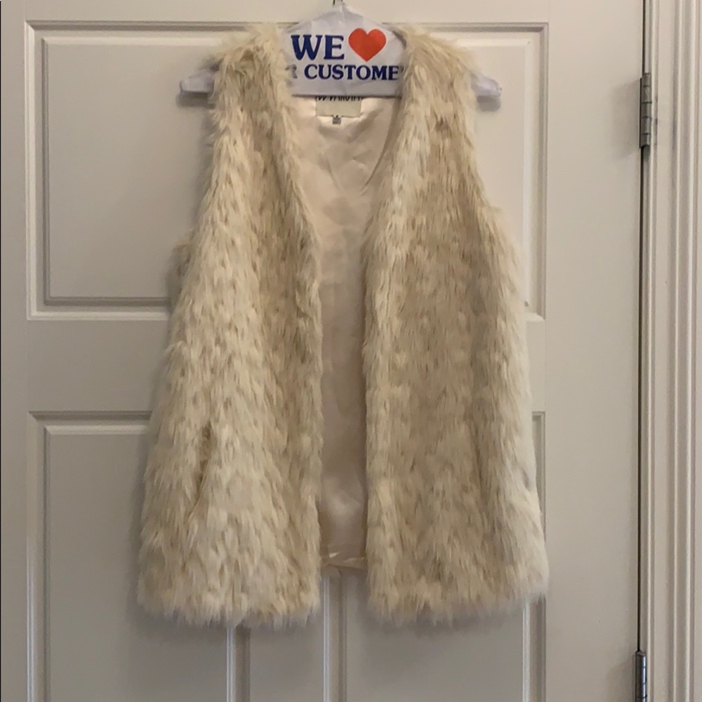 BB Dakota Ivory Faux Fur Vest